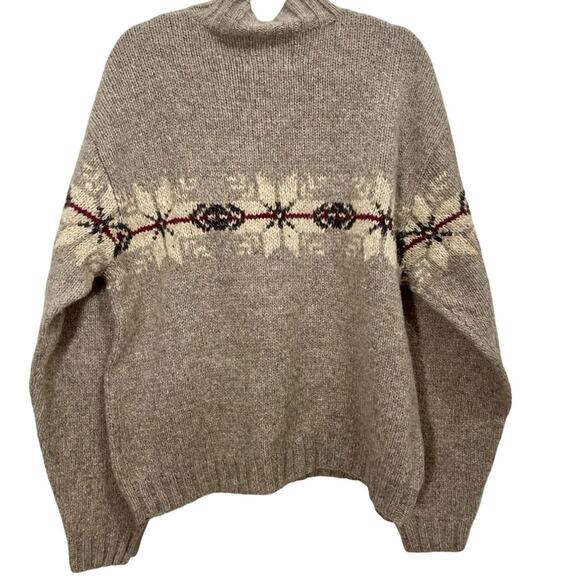 Vintage Eddie Bauer Legend Mens Knit Lambswool Nordic Sweater Quarter Pull Large - Picture 4 of 14